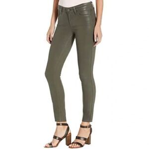 Paige Verdugo Women's Ankle Skinny Coated Jean size 26 NWOT Chive Green Mid Rise